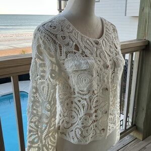 Jason Wu Ivory Crochet Lace Cardigan